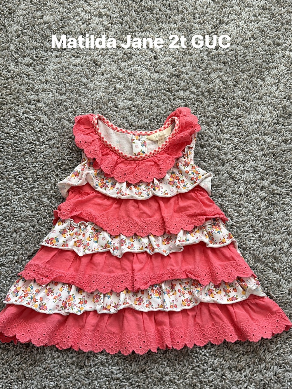 Matilda Jane Coral & Floral Layered Eyelet Top